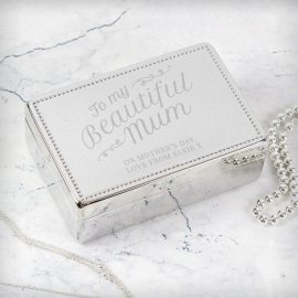 (image for) Personalised Beautiful Mum Rectangular Jewellery Box