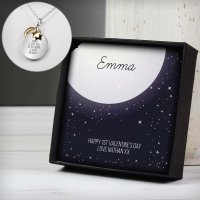 (image for) Personalised Sentiment Moon & Stars Sterling Silver Necklace and Box