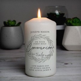 (image for) Personalised 'Truly Blessed' First Holy Communion Pillar Candle