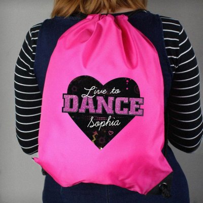 (image for) Personalised 'Live to Dance' Pink Kit Bag