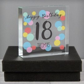 (image for) Personalised Birthday Colour Confetti Large Crystal Token