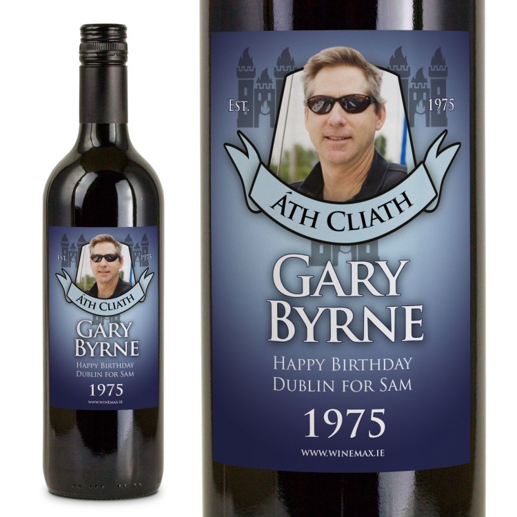 (image for) Dublin GAA Fan Birthday Present Personalised Wine Gifts - Click Image to Close