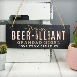 (image for) Personalised Beer-illiant Hanging Slate Plaque