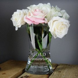 (image for) Personalised 'Gold Anniversary' Glass Vase