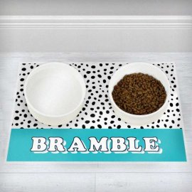 (image for) Personalised Blue Spots Dog Pet Bowl Mat