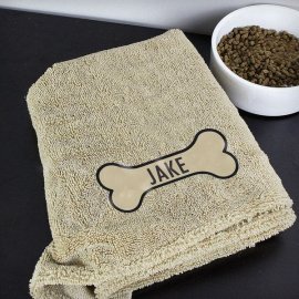 (image for) Personalised Bone Brown Microfiber Pet Towel