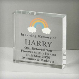 (image for) Personalised Rainbow Memorial Large Crystal Token