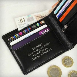 (image for) Personalised Free Text Black Leather Wallet