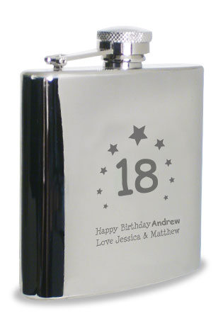 (image for) Personalised Hip Flask 18th Birthday Present - Click Image to Close
