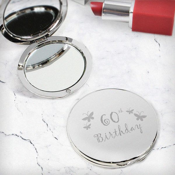 (image for) 60th Butterfly Round Compact Mirror - Click Image to Close