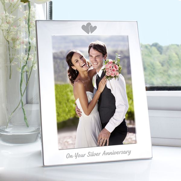 (image for) Silver 5x7 Silver Anniversary Photo Frame - Click Image to Close