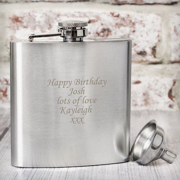 (image for) Personalised Boxed Stainless Steel Hip Flask - Click Image to Close