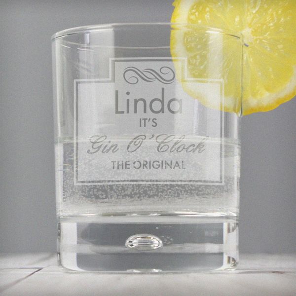 (image for) Personalised Gin O'Clock Tumbler Bubble Glass - Click Image to Close