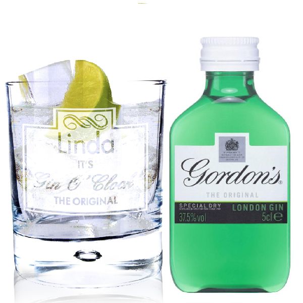 (image for) Personalised Gin OClock Glass & Gin Miniature Set - Click Image to Close