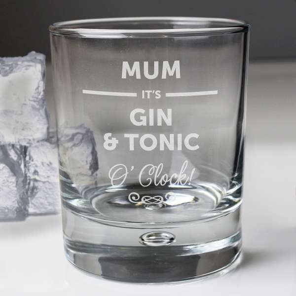 (image for) Personalised Its... OClock Tumbler Bubble Glass - Click Image to Close