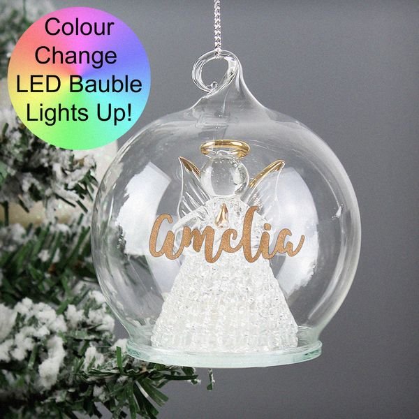 (image for) Personalised Christmas LED Angel Bauble - Click Image to Close