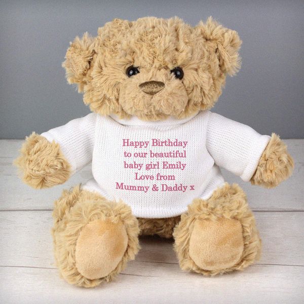 (image for) Personalised Pink Teddy Message Bear - Click Image to Close