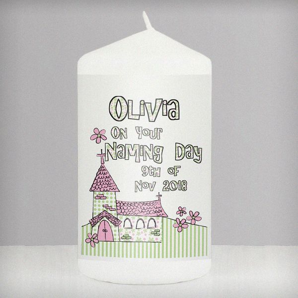 (image for) Personalised Pink Church Candle - Click Image to Close