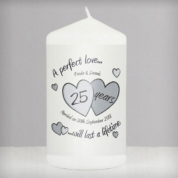 (image for) Personalised A Perfect Love Silver Anniversary Candle - Click Image to Close