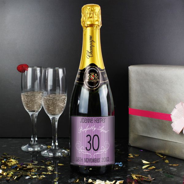 (image for) Personalised Age Champagne Purple - Click Image to Close