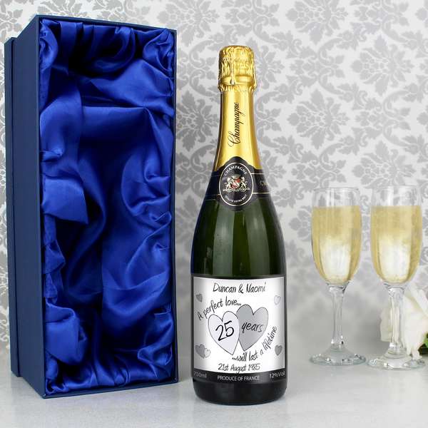 (image for) Personalised A Perfect Love Silver Champagne with Gift Box - Click Image to Close