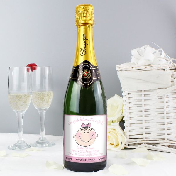 (image for) Personalised Baby Face Pink Champagne - Click Image to Close