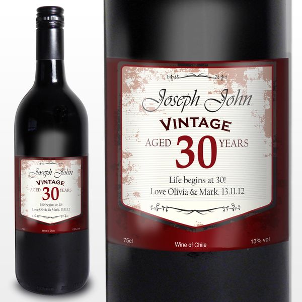 (image for) Personalised Red Wine Vintage Age Label - Click Image to Close