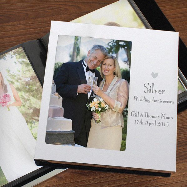 (image for) Personalised Decorative Silver Anniversary Photo Frame Album 6x4 - Click Image to Close