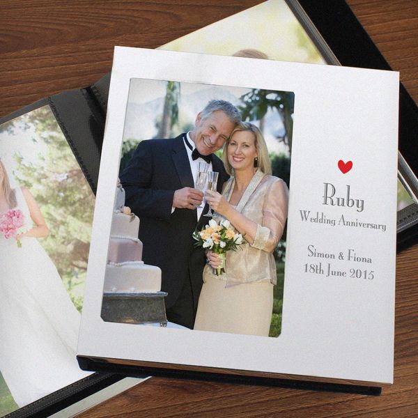 (image for) Personalised Decorative Ruby Anniversary Photo Frame Album 6x4 - Click Image to Close