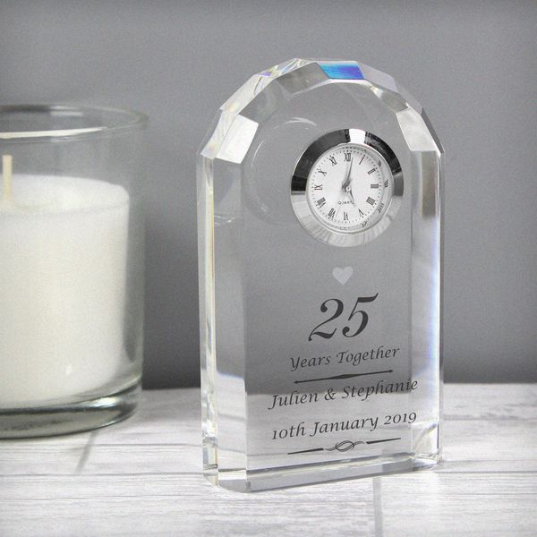 (image for) Personalised Silver Anniversary Crystal Clock - Click Image to Close
