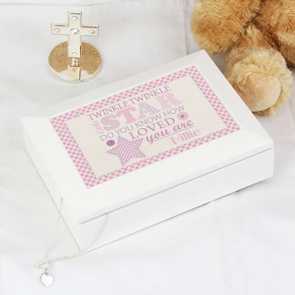 (image for) Personalised Twinkle Girls White Keepsake Box - Click Image to Close