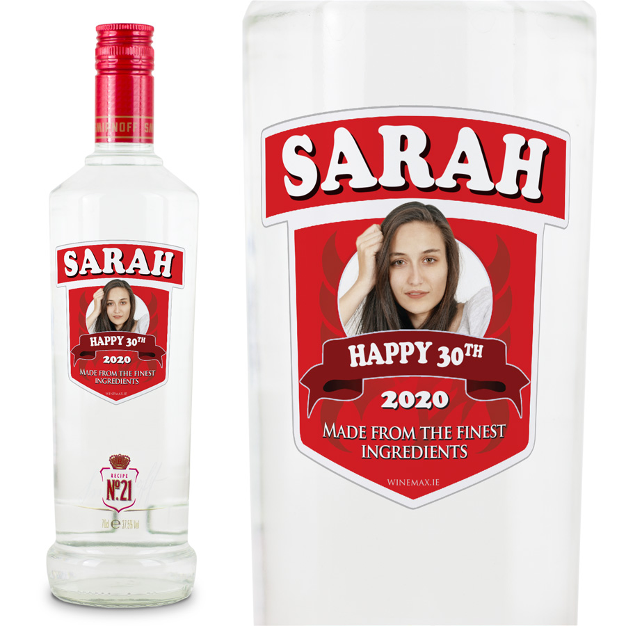 (image for) Personalised 40th Birthday Gift Smirnoff Vodka Bottle 70cl - Click Image to Close