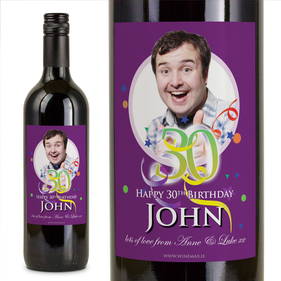 (image for) 30th Birthday Personalised Birthday Gift Labelled Wine - Click Image to Close