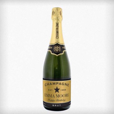 (image for) Personalised Black and Gold Label Bottle of Champagne