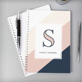 (image for) Personalised Free Text Navy & Blush A5 Notebook