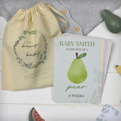(image for) Personalised Bump to Baby Milestone Cards in Drawstring Bag