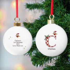 (image for) Personalised Initial Little Robin Bauble