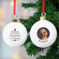 (image for) Personalised Paw Print Memorial Photo Upload Bauble