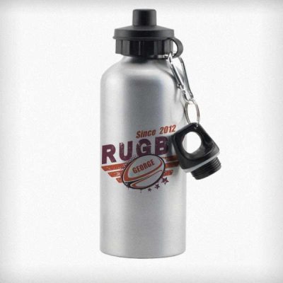 (image for) Personalised Rugby Silver Drinks Bottle