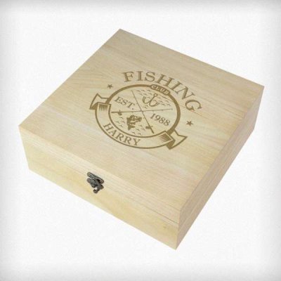 (image for) Personalised Fishing Club Wooden Keepsake Box
