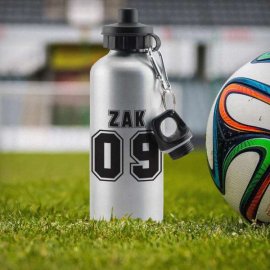(image for) Personalised Sports Number Silver Drinks Bottle