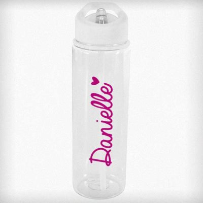 (image for) Personalised Pink Heart Name Only Water Bottle