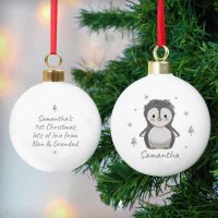 (image for) Personalised Pebbles the Penguin Bauble