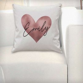 (image for) Personalised Name Only Rose Gold Heart Cushion