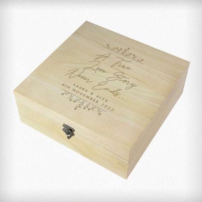 (image for) Personalised True Love Story Wooden Keepsake Box