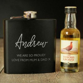 (image for) Personalised Free Text Hipflask and Whisky Miniature Set