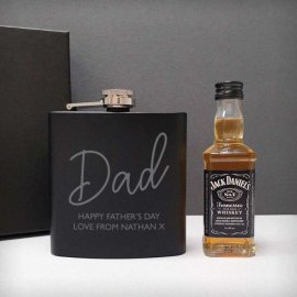 (image for) Personalised Free Text Hipflask and Whiskey Miniature Set