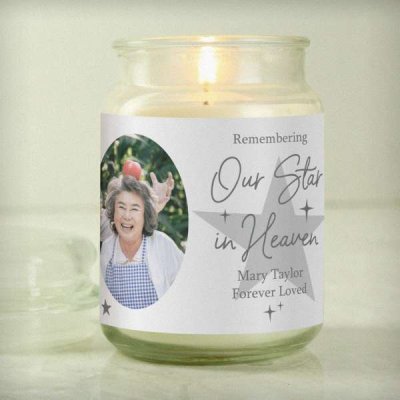 (image for) Personalised Star In Heaven Photo Upload Large Scented Jar Candle