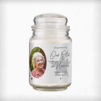 (image for) Personalised Star In Heaven Photo Upload Large Scented Jar Candle