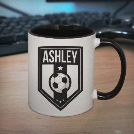 (image for) Personalised Football Badge Black Handled Mug